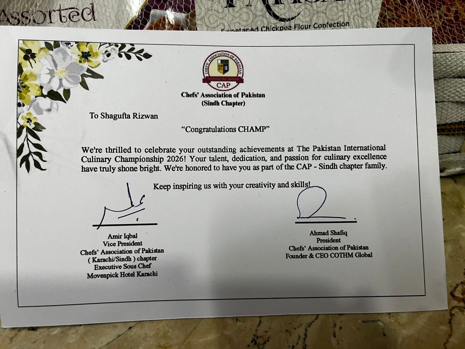 Certificate of Appreciation